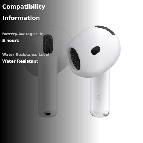 Apple AirPods 4 Wireless Earbuds, Bluetooth Headphones, Personalized Spatial Audio, Sweat and Water Resistant, USB-C Charging Case, H2 Chip, Up to 30 Hours of Battery Life, Effortless Setup for iPhone
