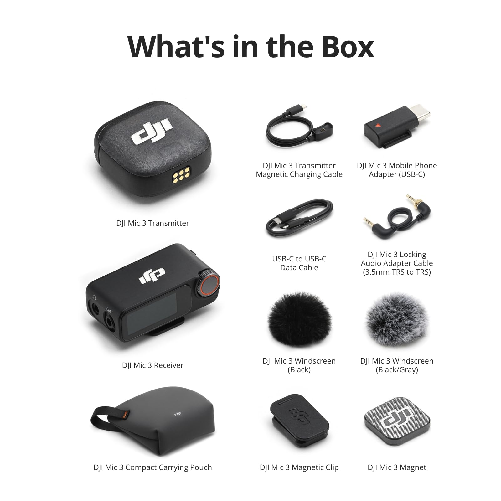 DJI Mic 3 (1 TX + 1 RX), Wireless Lavalier Mic for iPhone/Camera/Android, Ultralight, Extended Operating Time & Fast Charging, 1312ft (400m) Transmission, Noise Cancelling, Vlog, Streaming