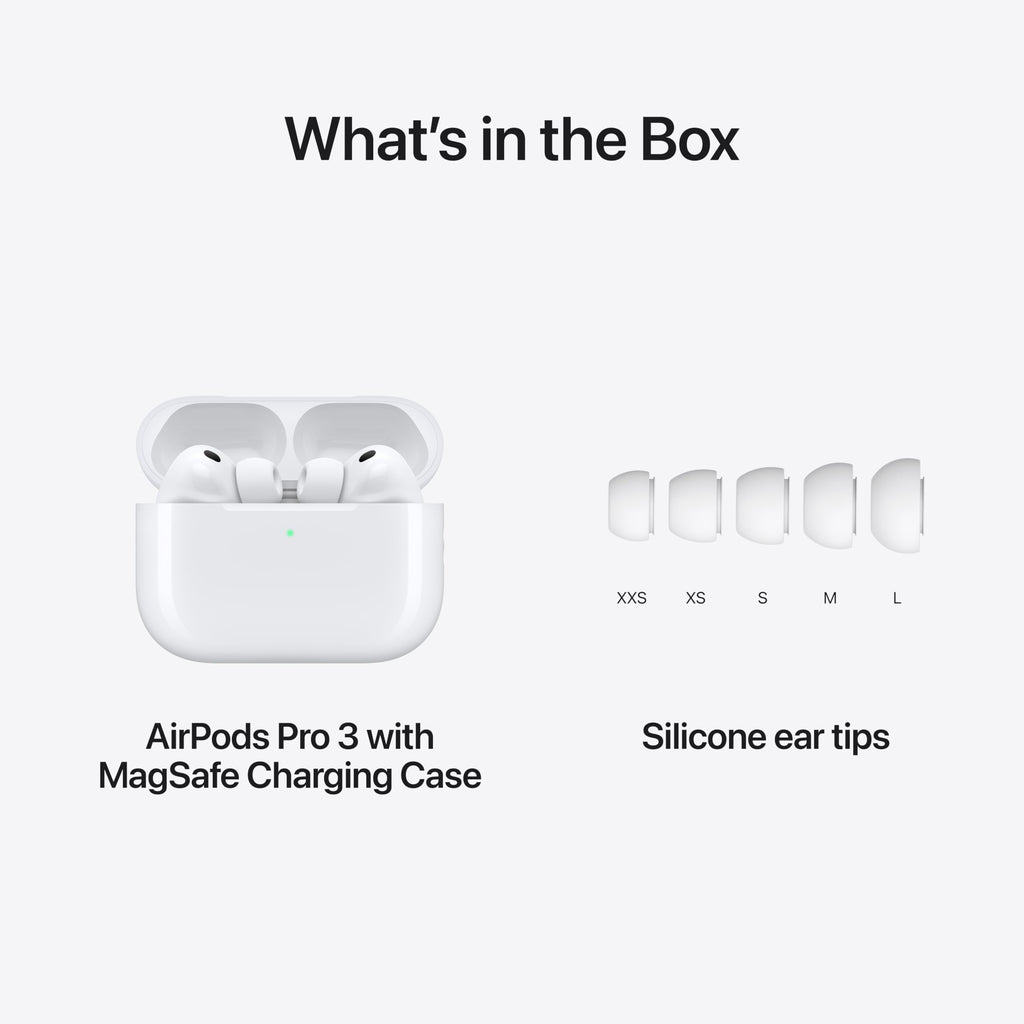 Apple AirPods Pro 3 Wireless Earbuds, Active Noise Cancellation, Live Translation, Heart Rate Sensing, Hearing Aid Feature, Bluetooth Headphones, Spatial Audio, High-Fidelity Sound, USB-C Charging